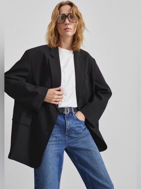 The Frankie Shop Oversized Bea Black Blazer Jacket Medium Minimal